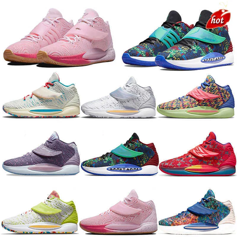 2023농구화 Kd14 트레이너 스포츠 스니커즈 멀티 컬러 블루 유방암 Noctilucent Aunt Pearl Men Durant Kd 14 14s Jumpman 9 Mens