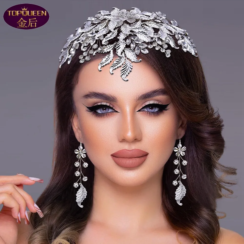 Feestelijke veelzijdige tiara oorbellen set luxe barokke bruidshoofdkleding kroon strass Rhinestone met bruiloft sieraden haaraccessoires bruids kronen hoofddeksels hp512