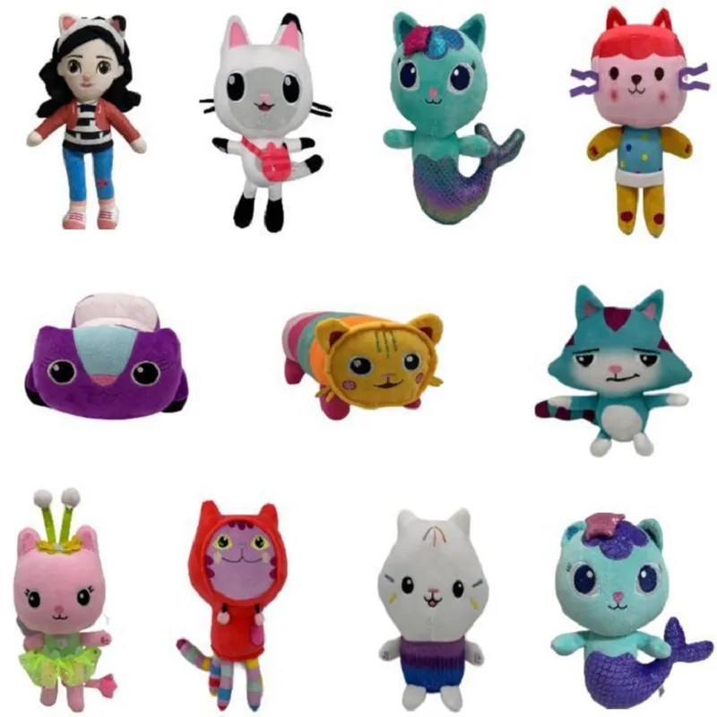 Fabricantes por atacado 11 Dollos de bonecas de Gabby's Dolls Bears Kittens Plush Toys Cartoons Filmes e bonecas perif￩ricas de TV para crian￧as