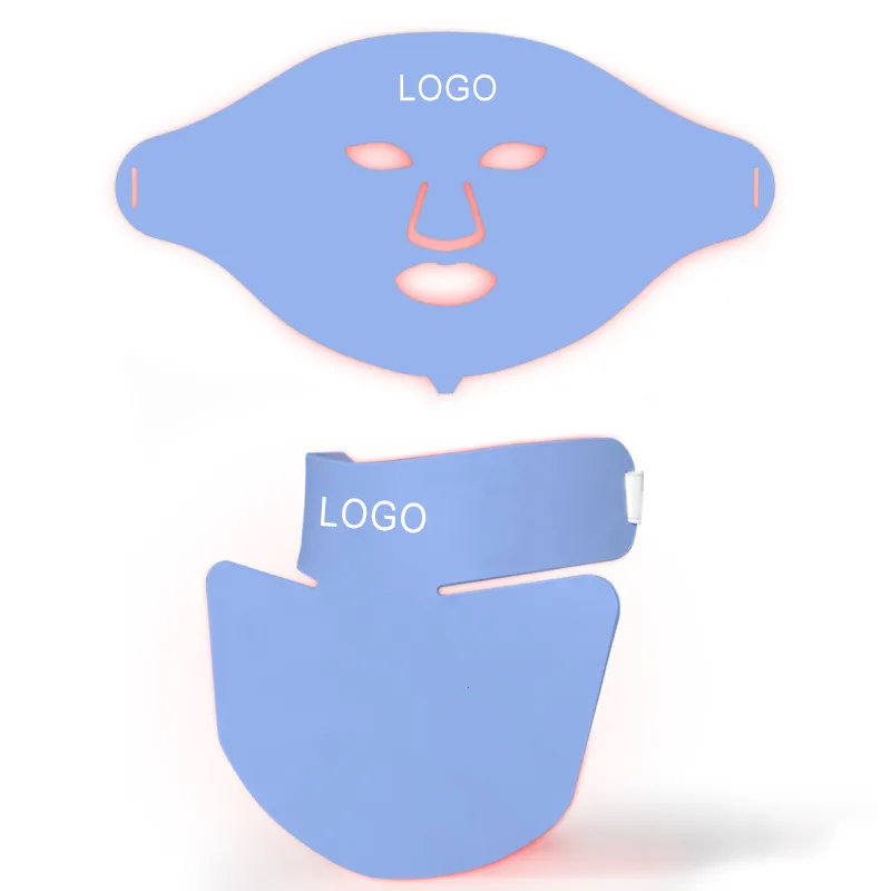 Устройства по уходу за лицом кремниевые 7 цветов Светодиодная маска с помощью омоложения кожи шеи