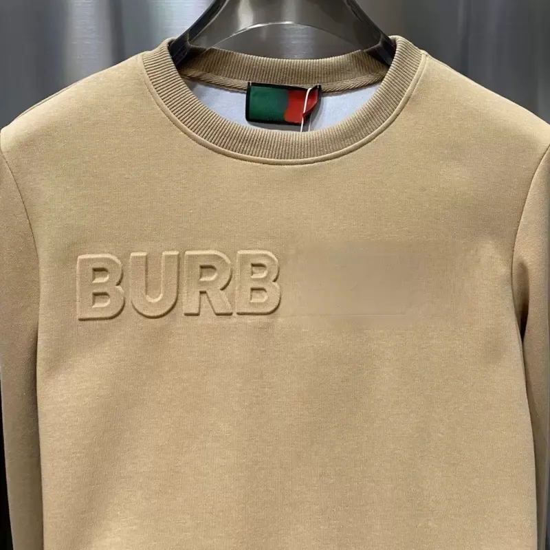 Burbery Mens Pull Designer Sweat à capuche Lettres 3D Broderie en relief à manches longues en coton col rond Sweat-shirt surdimensionné Tshirt Femme2754