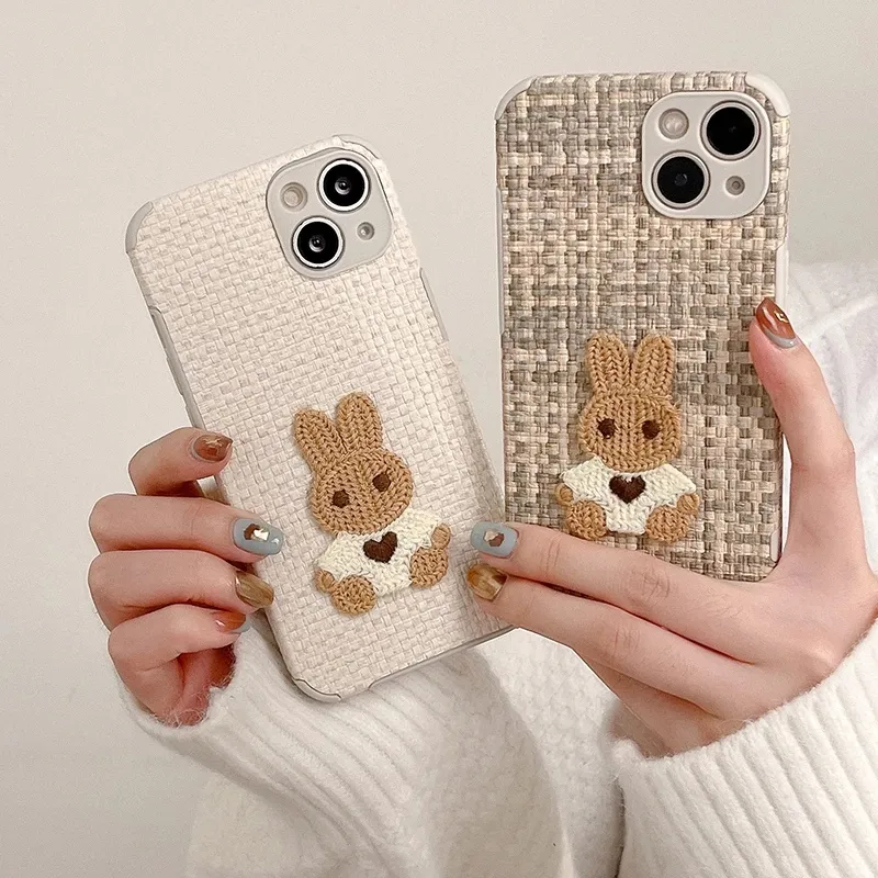 Luksusowe skrzynki Koreańska kreskówka 3D Plush Tloave Softice Soft Case for iPhone 14 Pro Max 13 12 11 x xs XR 7 8 Plus SE3 Mini Silikon