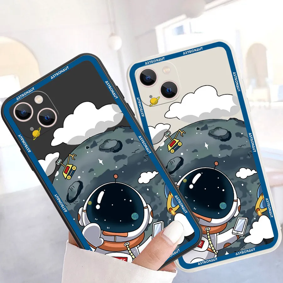 Planet Astronaut Telephone Cajones para iPhone 14 13 12 11 Pro XS Max X XR 7 8 Plus Soft Silicone Camera Protect Cover Cover