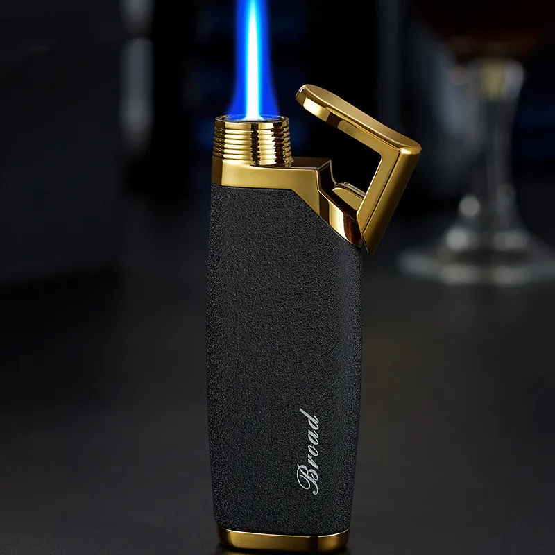 Métal Coupe-Vent Briquet Bleu Flamme Gaz Butane Briquet Turbine Torche Haute Puissance Allume-Cigares Portable Personnalité Creative Homme Cadeau