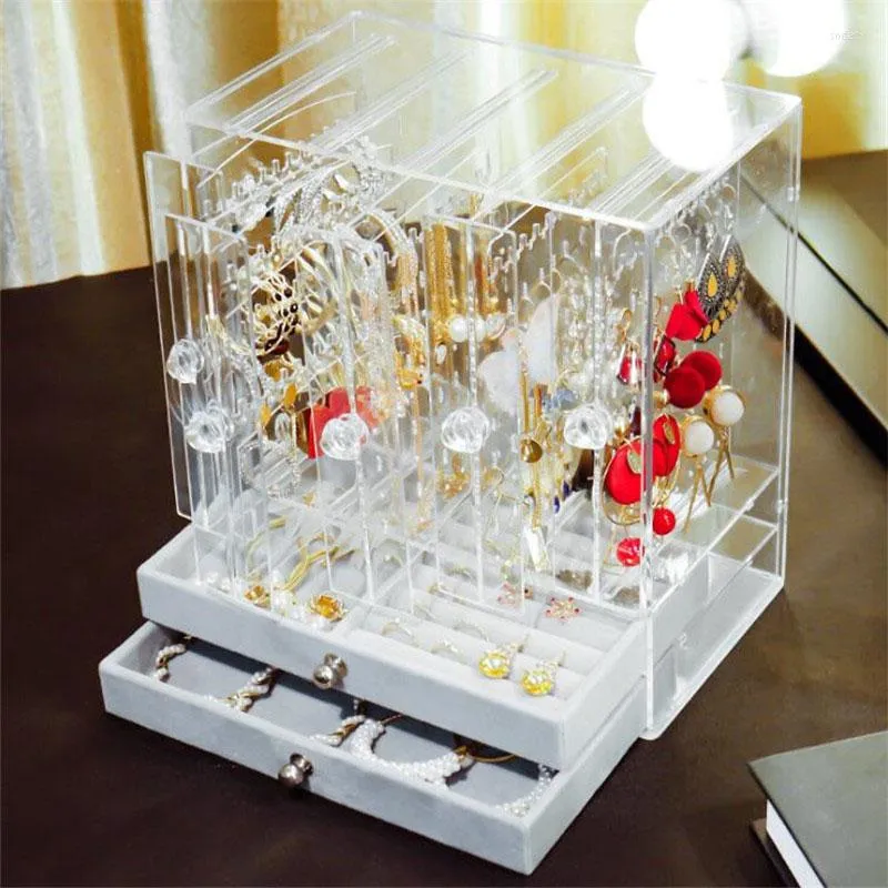 Jewelry Pouches Charm Drawer Storage Box Beautiful Ring Earrings Organizer Ear Studs Display Stand Holder Rack Showcase Plate
