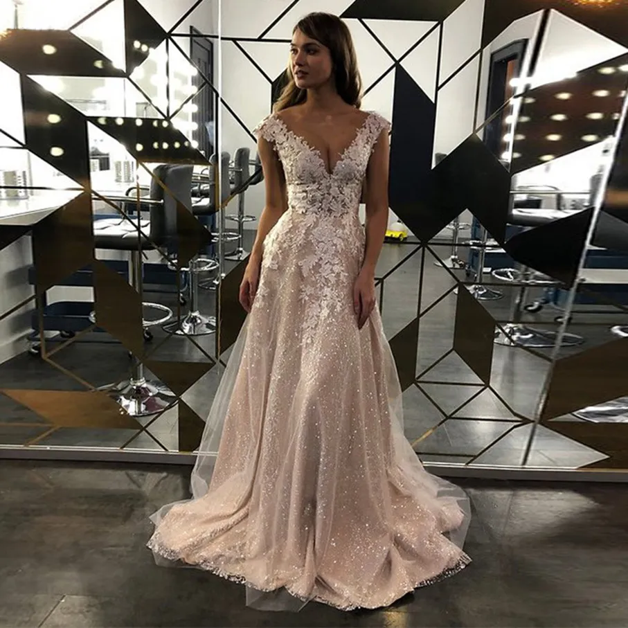 GLITTER Boho Vestidos De Novia Apliques Appliques De La Playa