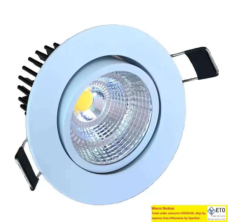 Cob Led Downlight Dimmable 7w work with PWM Dimmer ACDC 24v Aluminum White shell Led Recessed Spot Light Lamp 60angle
