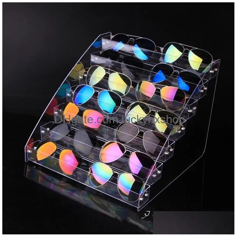 Smyckestativ akryl transparent rackglasögon nagellack display förvaring hyllan mtilayer hemförsörjning 5938 Q2 drop leverans packagi dhhbe
