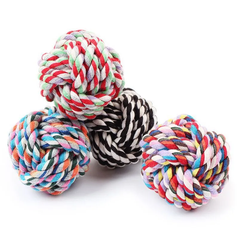 Corde à mâcher en coton pour chiot, jouet interactif et Durable en forme de boule pour chien, jouet tressé en coton