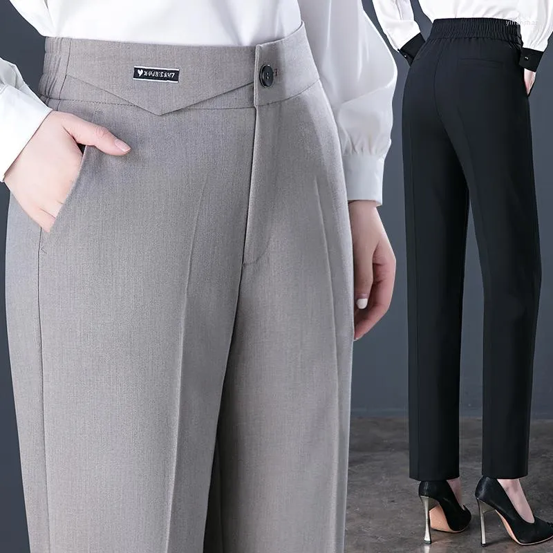 Women's Pants Stretch Suit Women's Office Work Elastic High Waist Straight Trousers Spring And Autumn Casual