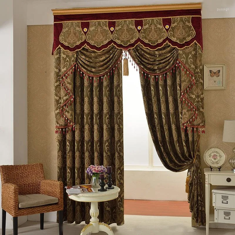 Rideau Jacquard occultant en tissu Chenille, pour salon, balcon, vente en gros, pour salle à manger et chambre à coucher