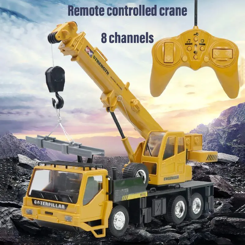 Electric/RC Car RC Hoist Crane Model Toys Toys for Children Birthday Xmas Good Gift Brinquedos Remote Control Freight Lift 221209