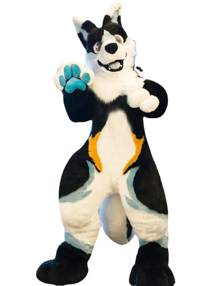 Husky Dog Fox Medium Long Fur Mascot Costume Walking Halloween Natal Fun￧￣o de terno em larga escala