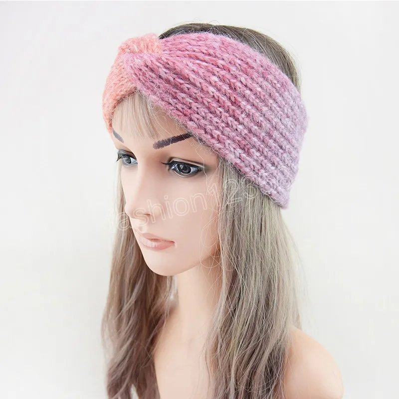 ★24-25WT新作★GROVE★GRVR KNITTED HAIR-BAND Womens Woolen Knitted Crochet Twisted Headband Tie Dye Cross