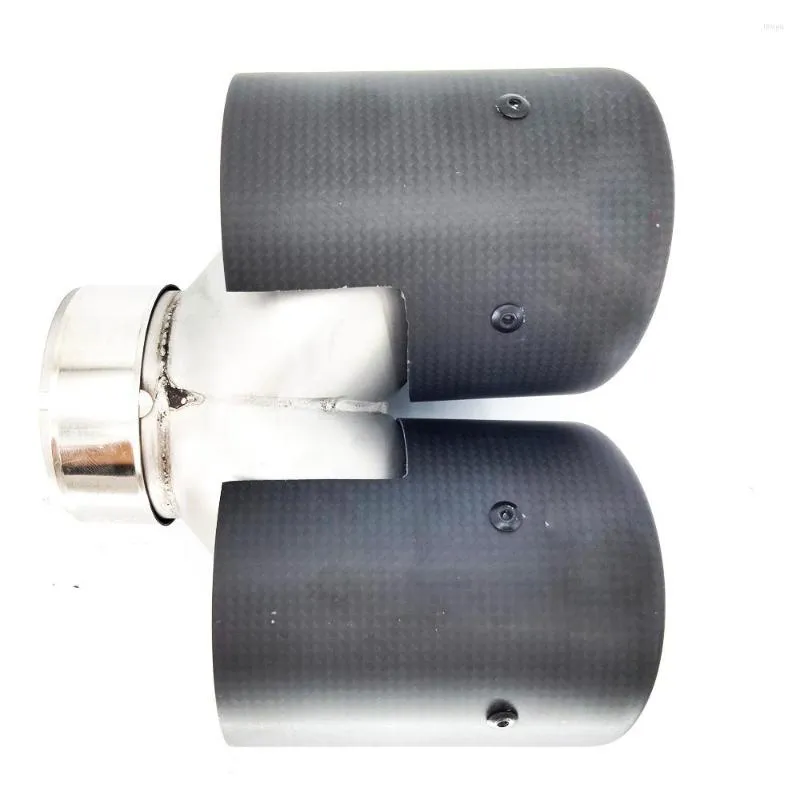 63mm Inlet Carbon Fiber Car Exhaust Tip Twin Dual Pipe Tail Muffler