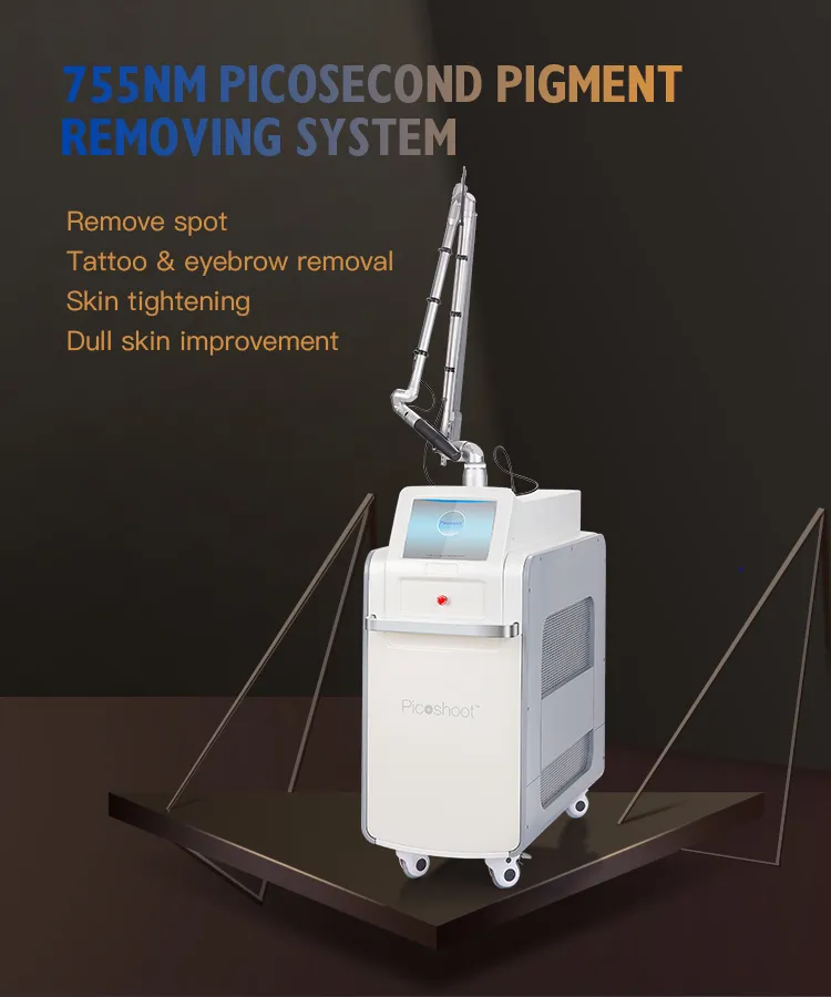 Professionell QSwitch Picosecond Laser High Power 1064NM/532NM/755NM Skönhetsutrustning ND YAG Ta bort Spot Pores All Color Eyebrow Tattoo Removal Machine