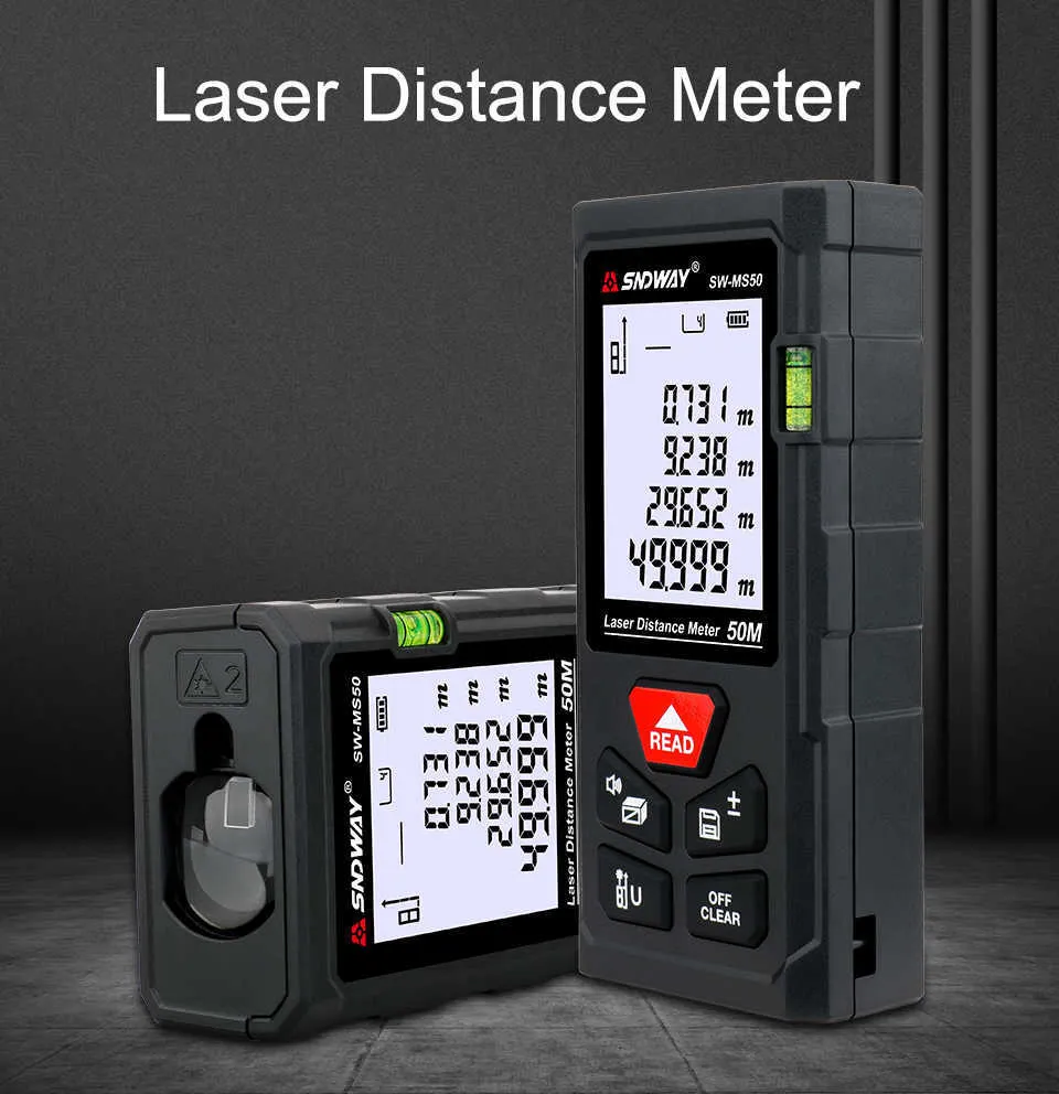 SNDWAY Télémètre Laser 40M 60M 80M 100M Télémètre Trena Laser Ruban  Télémètre Construction Dispositif De Mesure Règle Outil De Test Du 12,4 €