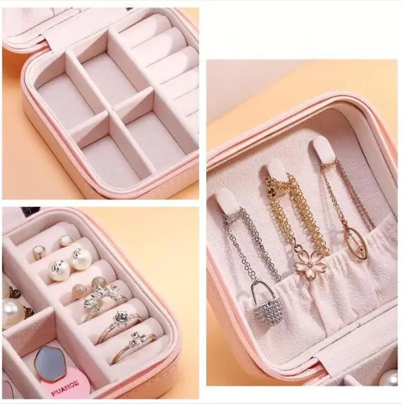 Travel Portable Jewellery Boxes Storage Organizer PU Leather Display Case Necklace Earrings Rings Jewelry Holder Jewelry Cases