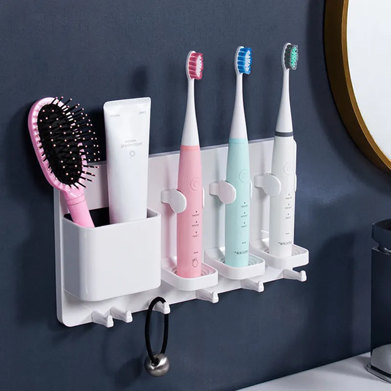 Toothbrush Holders Bathroom Storage Electric Toothbrush Holder Traceless WallMount Keep Dry Toothbrush Stand Rack Bath Accessories 221208