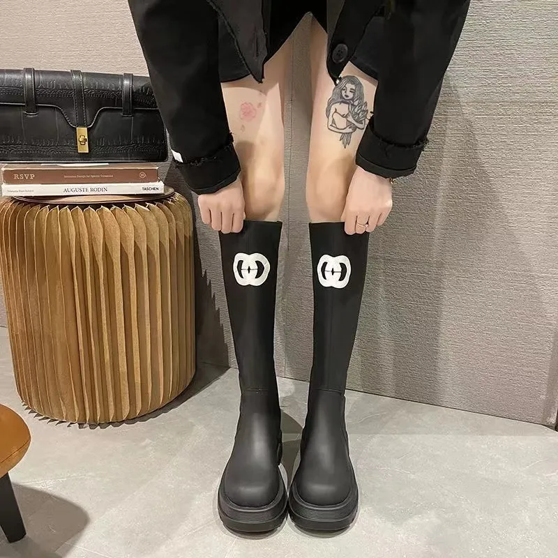 Excellent Quality Women Rubber Boot Brand Designer Square Toe Women's Rain Boots Thick Heel Thick Sole Ankle Booist G220720