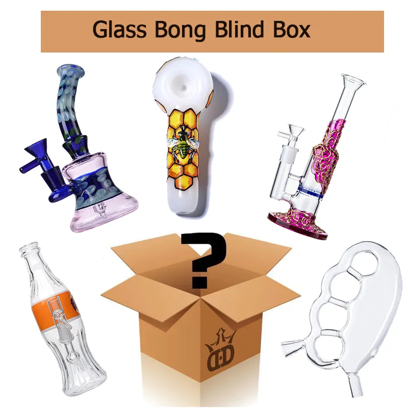 Glas bongs blind box percolator hookahs överraskning lådor rökning vatten rör mysterium lådan olje riggar slumpmässig stil