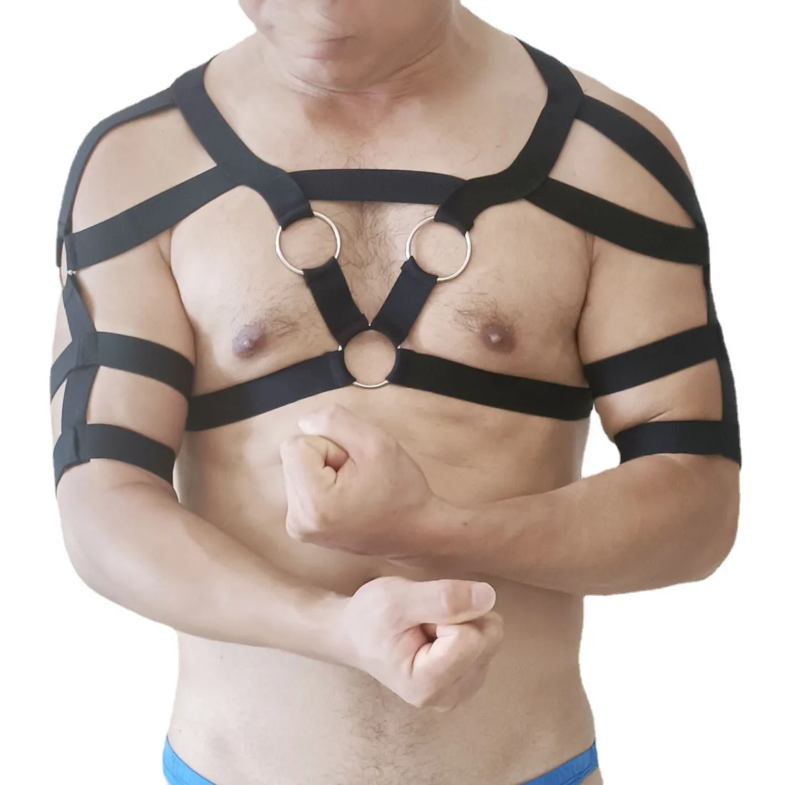 Herren Tank Tops Sexy Herren Unterhemden Nylon Body Brustgeschirr Gummiband Bandage Kurzes Hemd Fetisch Kostüm Erotische Dessous