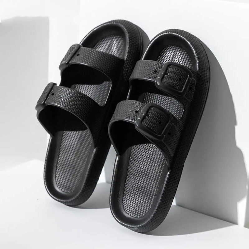 Slippers Women Men Slippers Cushioned Cloud Slide Slippers Bathroom Shower Massage Spa Double Buckle Pool Beach Sandals 2022 Woman Shoes T221209