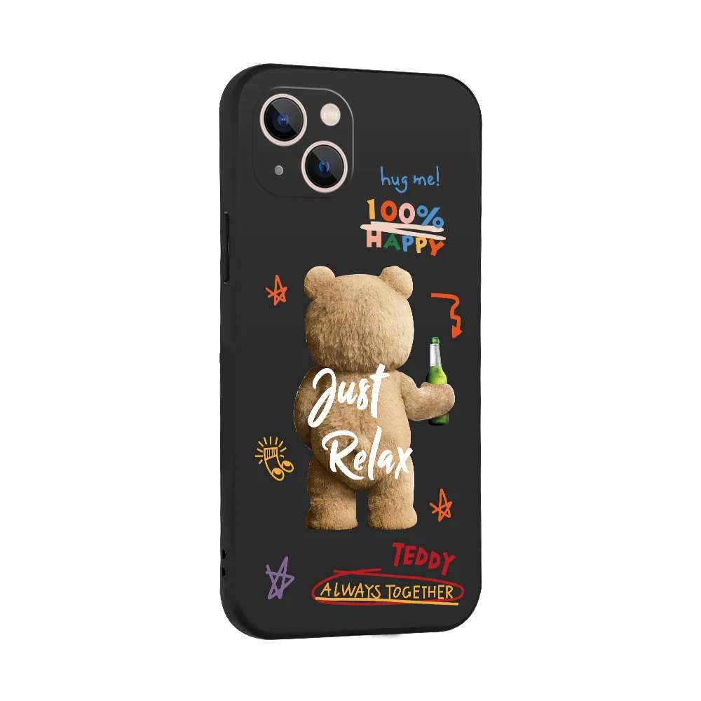 Capa de telefone de urso fofa para iPhone 14 13 12 11 Pro xs max x xr 7 8 mais lente de c￢mera de silicone macio