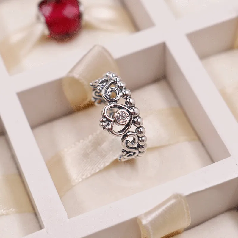 Authentic Pandora Hearts Tiara Ring & Stackable Ring