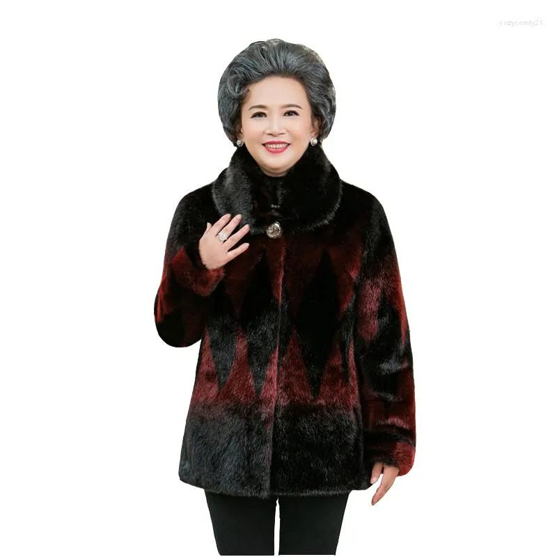 Women's Fur 2022 Winter Women's Fur-Like Mink Coat Vintage Warm Parka Coats Ladies Tpolo Collar Hickened Loose Chic Overcoat Female