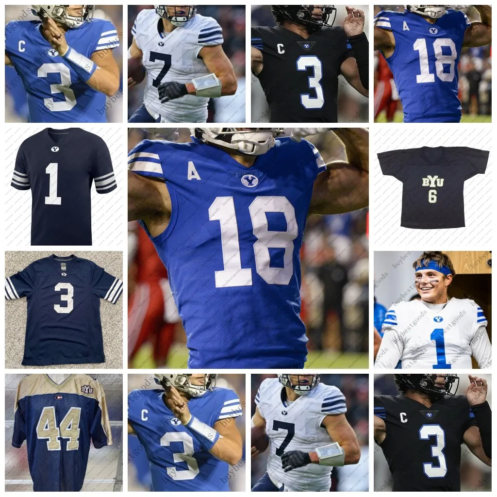 サッカージャージーカスタムByu Cougars Brigham Young Football Jersey Jaren Hall Zach Wilson Christopher Brooks Keanu Hill Steve Ben Bywater Epps