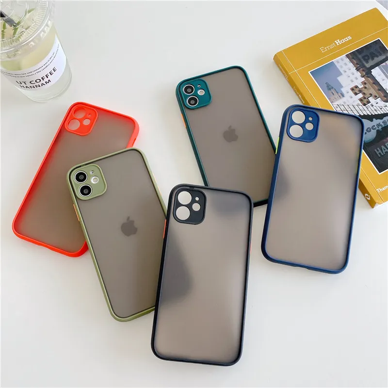 iPhone 14 13 12 11 Pro XS Max X XR 7 8 Plus Luxury Contrast Color Frame Matte Hard TPU PC Protective
