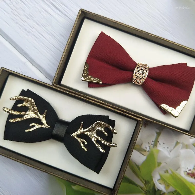 Fliegen männer Krawatte 2022 Marke Hohe Qualität Metall Goldene Geweih Bowtie Männliche Mode Casual Party Hochzeit Schmetterling Schwarz