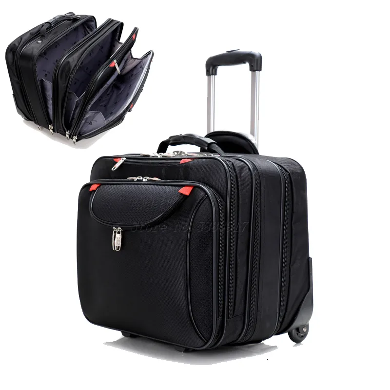 حقائب حقائب عالية الجودة حقيبة 18 بوصة الأمتعة على الصعود على عجلات Oxford Trolley Case Business Business Valise Bag Computer Trip 221208