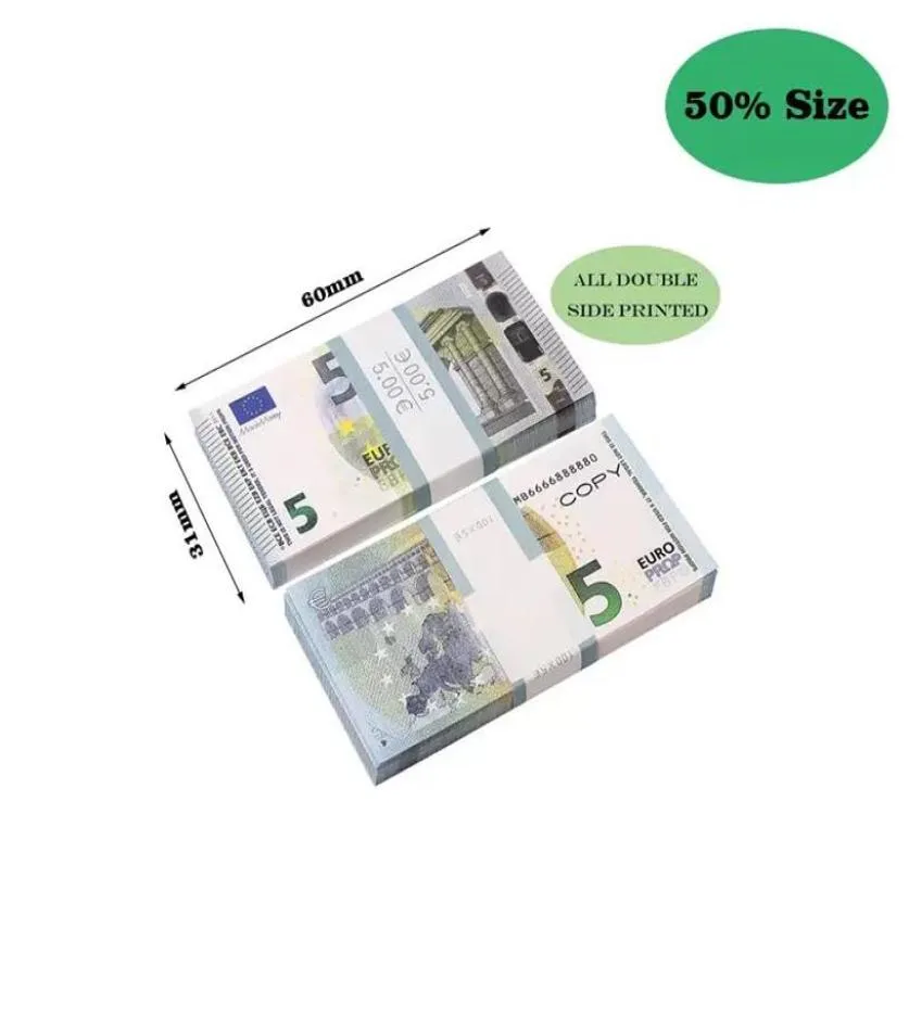 50 Size Film Prop Prop Copy Copy imprimé Fake Money Usd Euro UK Pounts GBP British 5 10 20 50 Toy commémoratif pour Noël GIF5343207