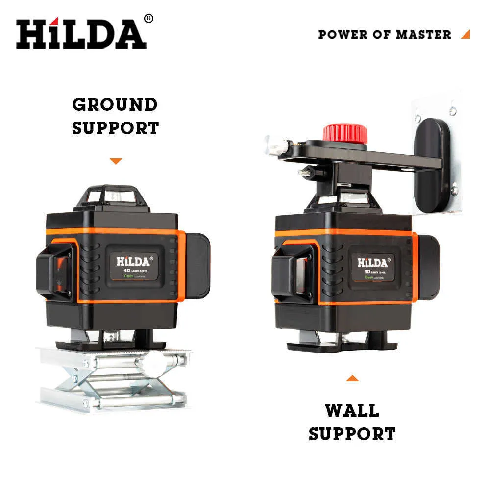 HILDA 12 16 Lines 3 4D Laser Level Self-ing 360 Horizontal And Vertical Cross Super Powerful Green228q