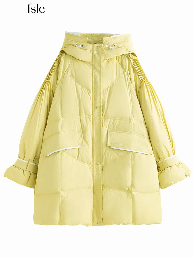 Women's Down Parkas FSLE 172G Nadzienie kontrastowe KOLOR KOLORY KOBIETA Casual w średniej długości kurtka zima luźne ciepłe kobiety w dół płaszcze 221208