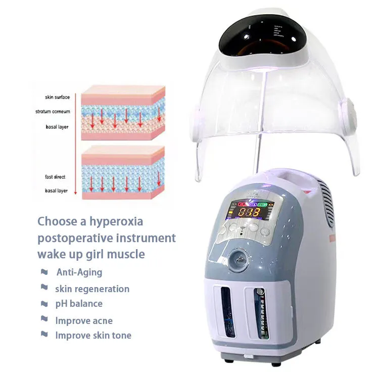 Spa Gebruik huid Verjonging Hyperbare zuurstofstraaltherapie Gezichtsmasker Machine Oxygen Face Blitsingmachine voor huidverzorging