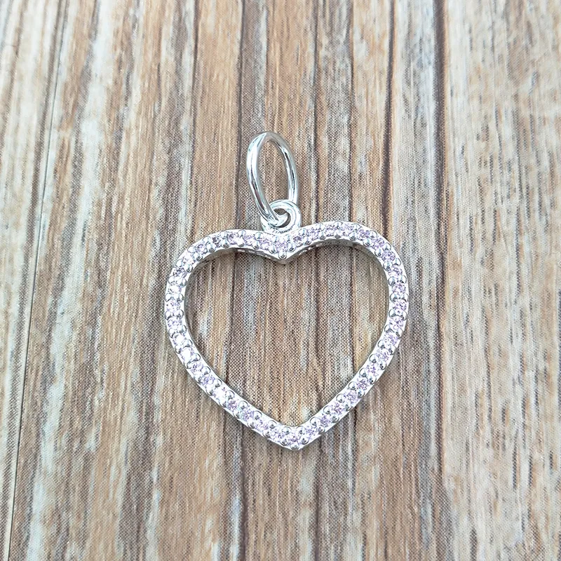 Perline in argento sterling 925 con ciondoli a forma di cuore adatto per bracciali gioielli stile Pandora europeo Collana AnnaJewel