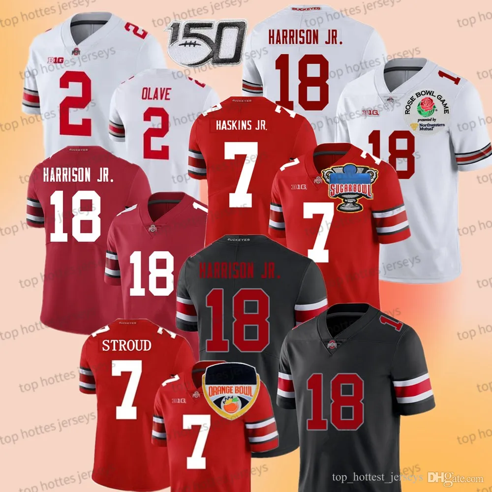 18 Marvin Harrison Jr. College Football Jersey 14 Hickman 9 Ballard Hancock Caffey Styles Stroud Banks Grayes Ohio State Buckeyes Scarlet Black White Mens Women Kids