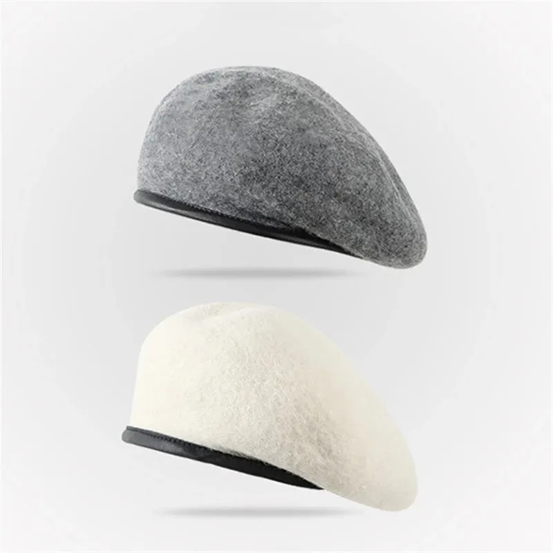 Cappelli per donne cappelli in lana in cofano berretto grigio cappello da donna inverno bianco solido berretto di lusso caldo femmina gorros invierno mujer