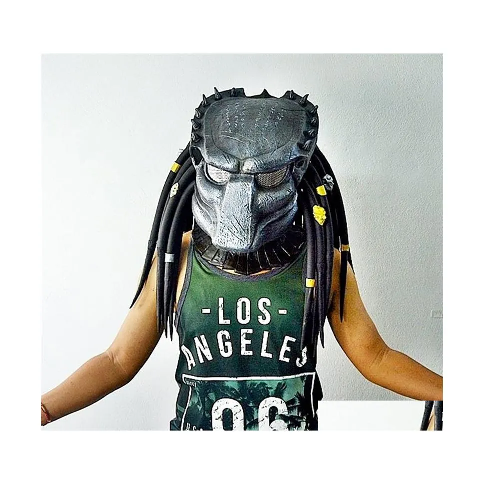 Party Masks Filme Alien vs. Predator Cosplay Mask Halloween Costume Accessories Props Latex 220827 Drop Delivery Home Garden Festive Dhmm7