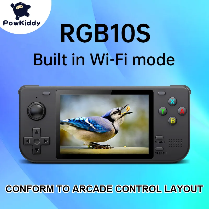 POWKIDDY RGB10S Portable Game Players 3.5 Inch IPS OGA Screen Open Source Handheld Game Console RK3326 3D Joystick Trigger Button Children's Gifts