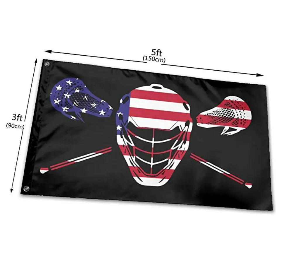 Bandiera esterna americana Lacrosse Colore vivido Resistente allo sbiadimento UV Decorazione con doppia cucitura Banner 90x150 cm Stampa digitale Intero1210043