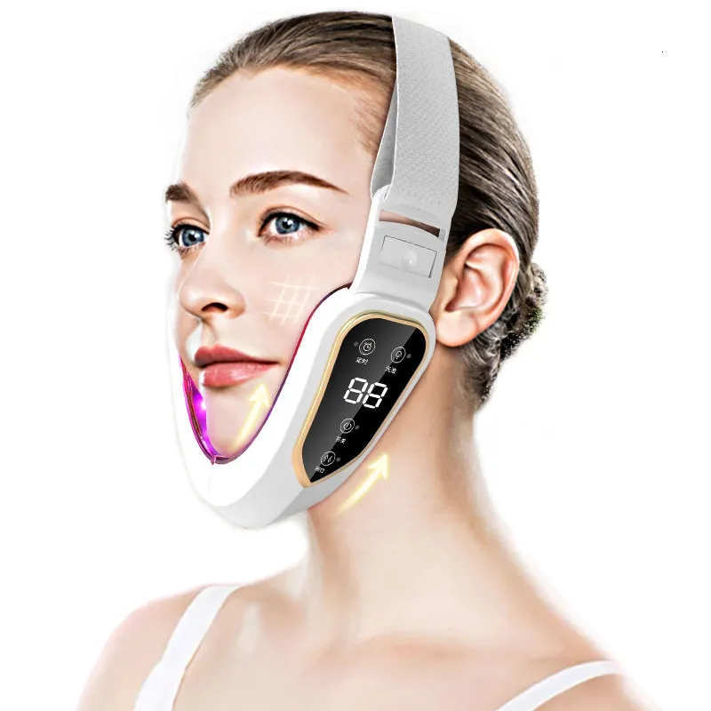 Dispositivos de cuidados com o rosto de levantamento de dispositivos de levantamento LED P sobre terapia Slimming Vibration Massager Double Chin V Cheek Lift 221208