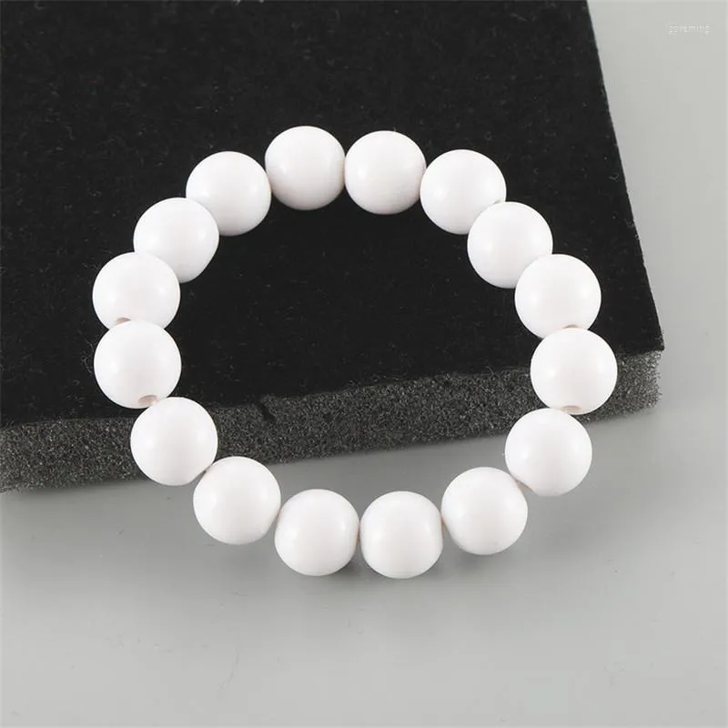 Strand Classic White Acrylic Round Bead charmarmband armband f￶r m￤n kvinnor handgjorda tillbeh￶r g￥va