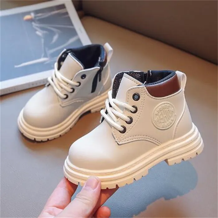 Autumn Winter Kids Boots Pu Leather Children Fashion Sports Shoes Girls Classic Martin Boots Rubber Sole Sneakers