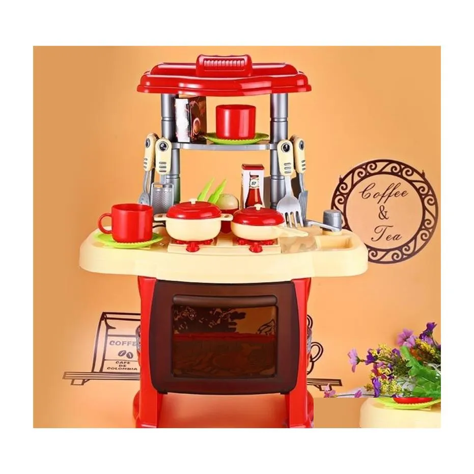 Kitchens Play Food Kids Pretend Simation Kitchen Toys Set Cooking Game Miniature Mini Cookware Music Light Model Lj201211 Drop Del Dhavv