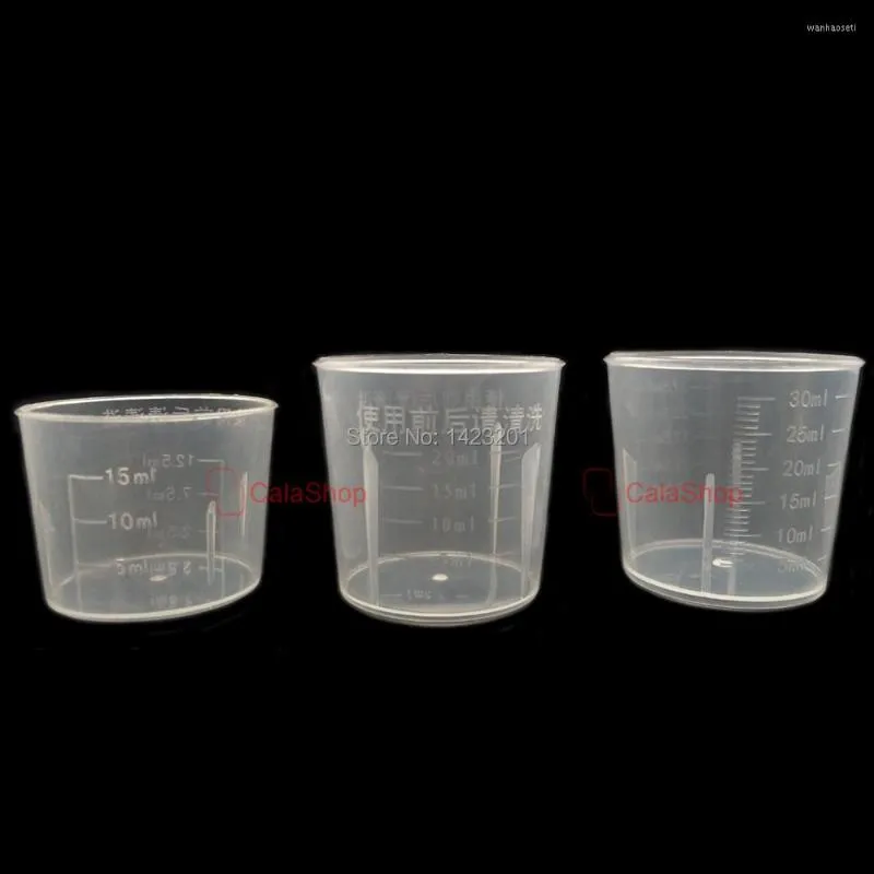 Bouteilles de stockage 10/25/100 pièces/lot 15 ml 20 ml 30 ml en plastique transparent Test de laboratoire récipient gradué tasses à mesurer liquides fournitures de laboratoire