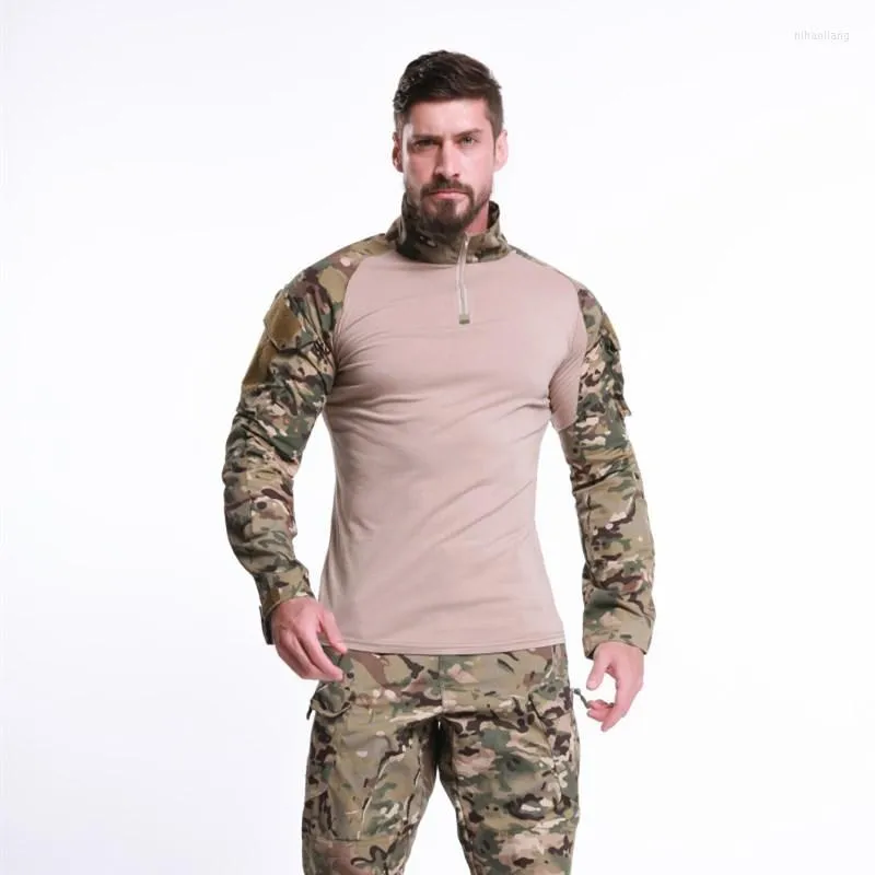 Polos pour hommes Mode et loisirs Hommes T-shirt Armée Soldats tactiques Combat militaire Chemises de camouflage à manches longues Paintball 5XL Self Cultivat